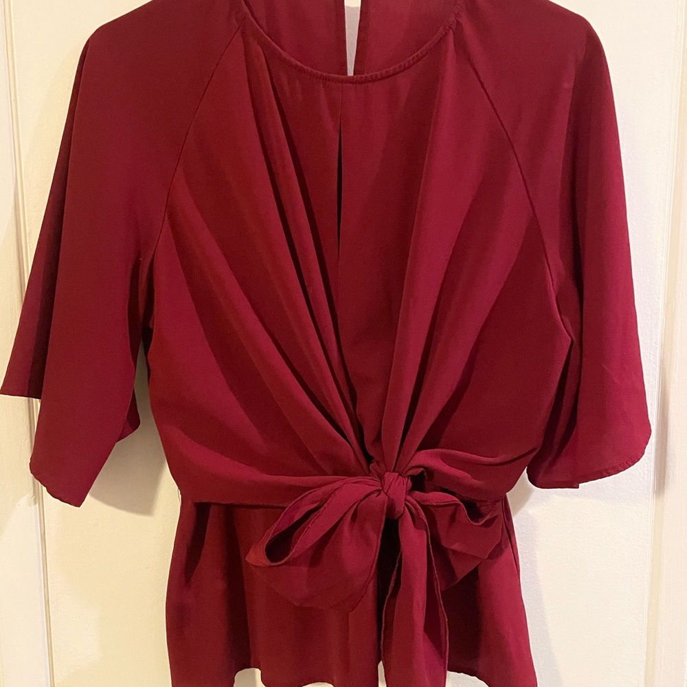 Front Tie Blouse Cranberry Woman’s 0XL